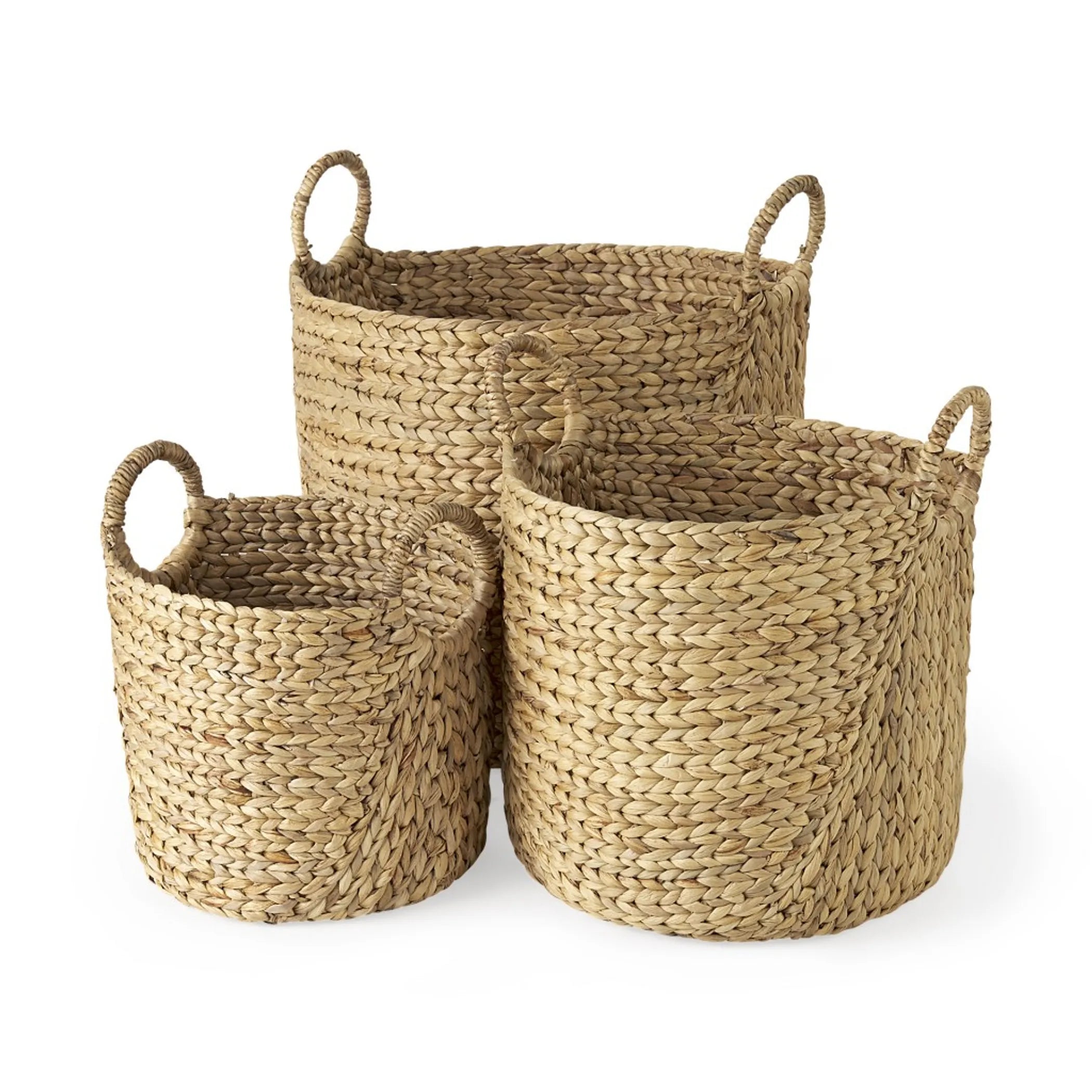 Hand-woven Water Hyacinth Basket Set