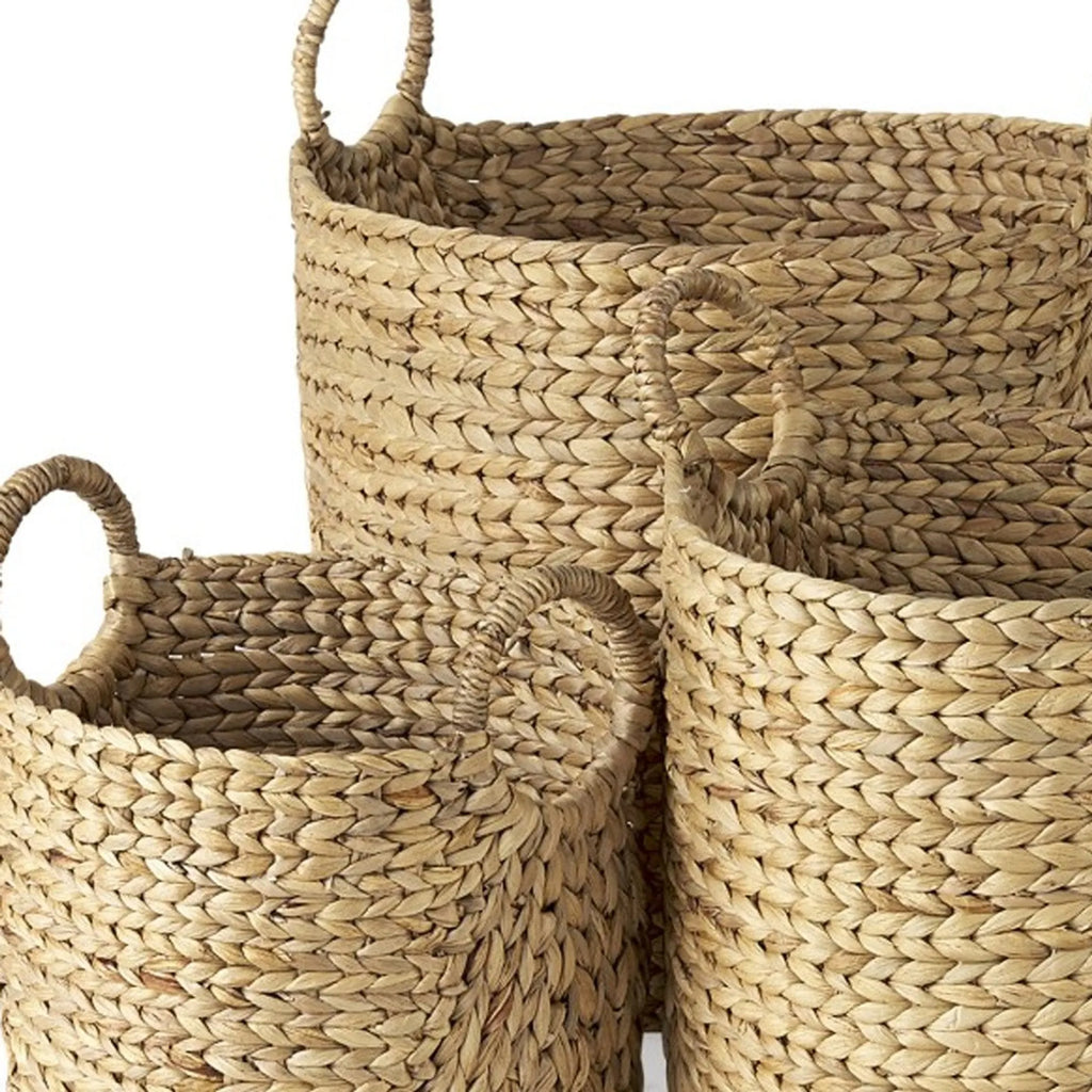 Hand-woven Water Hyacinth Basket Set
