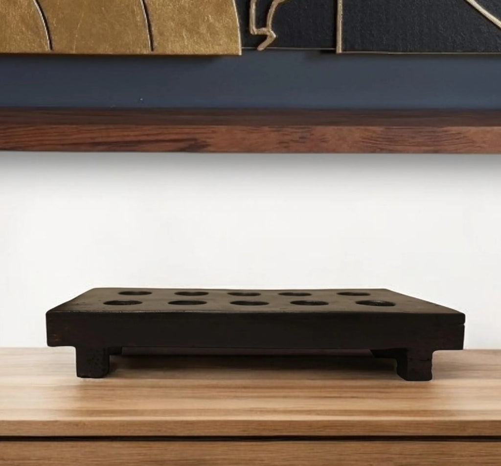Geometric Wood Tabletop Candle Holder