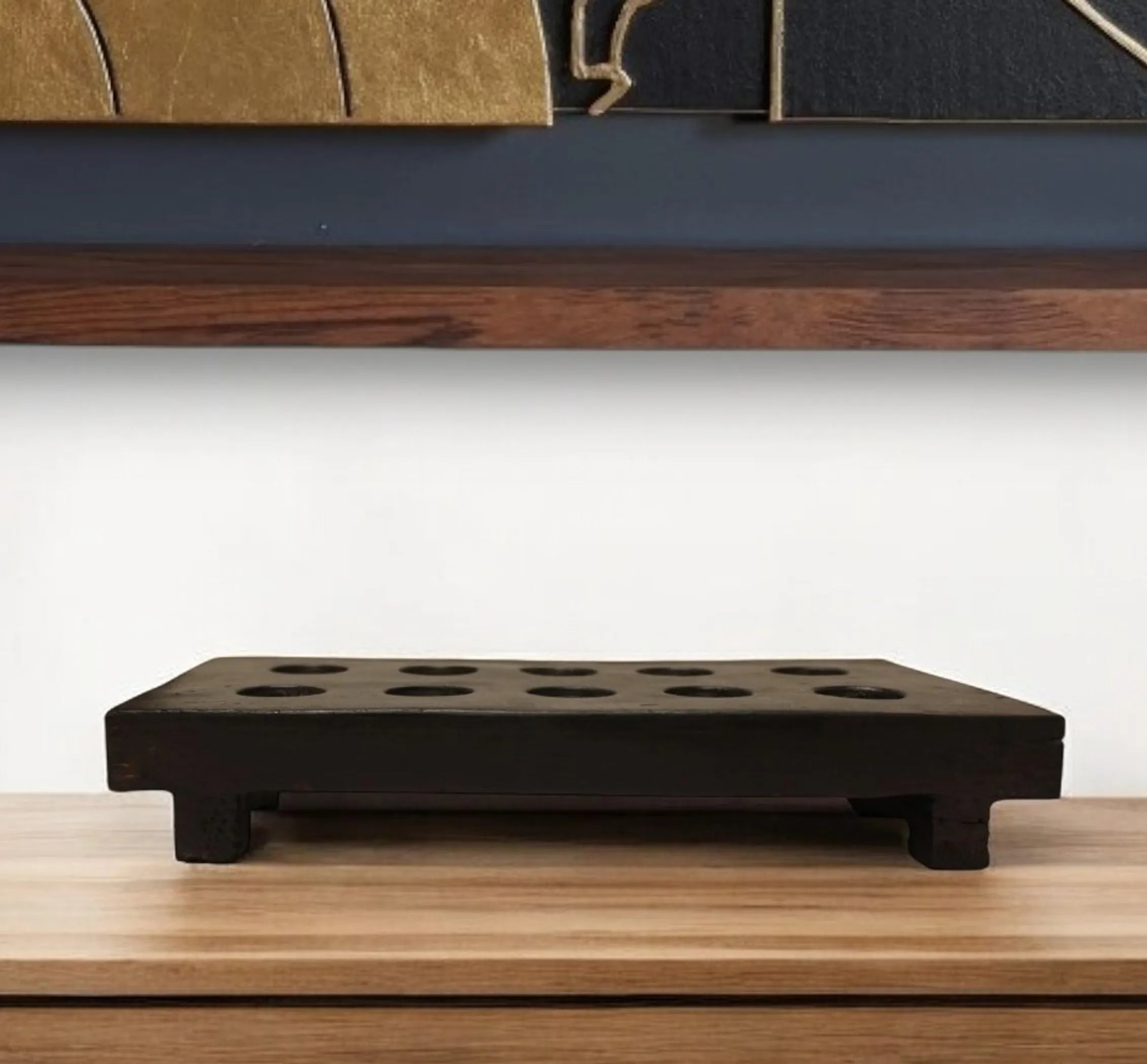 Geometric Wood Tabletop Candle Holder