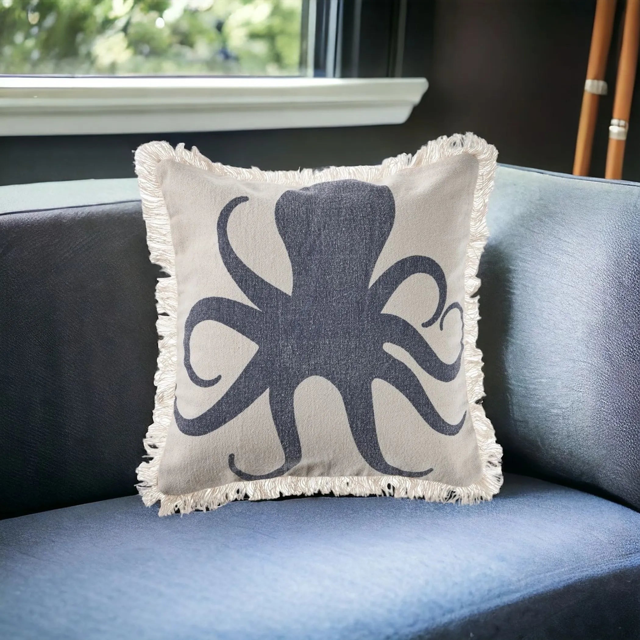 Oversized Charcoal and Cream Octopus Pillow