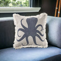 Oversized Charcoal and Cream Octopus Pillow