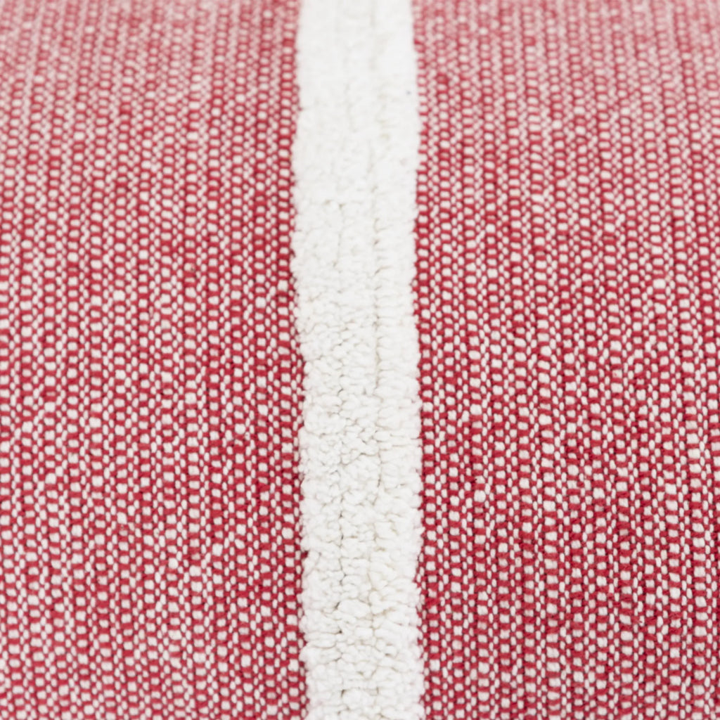 Hand-Woven Red & Cream Striped Accent Pillow