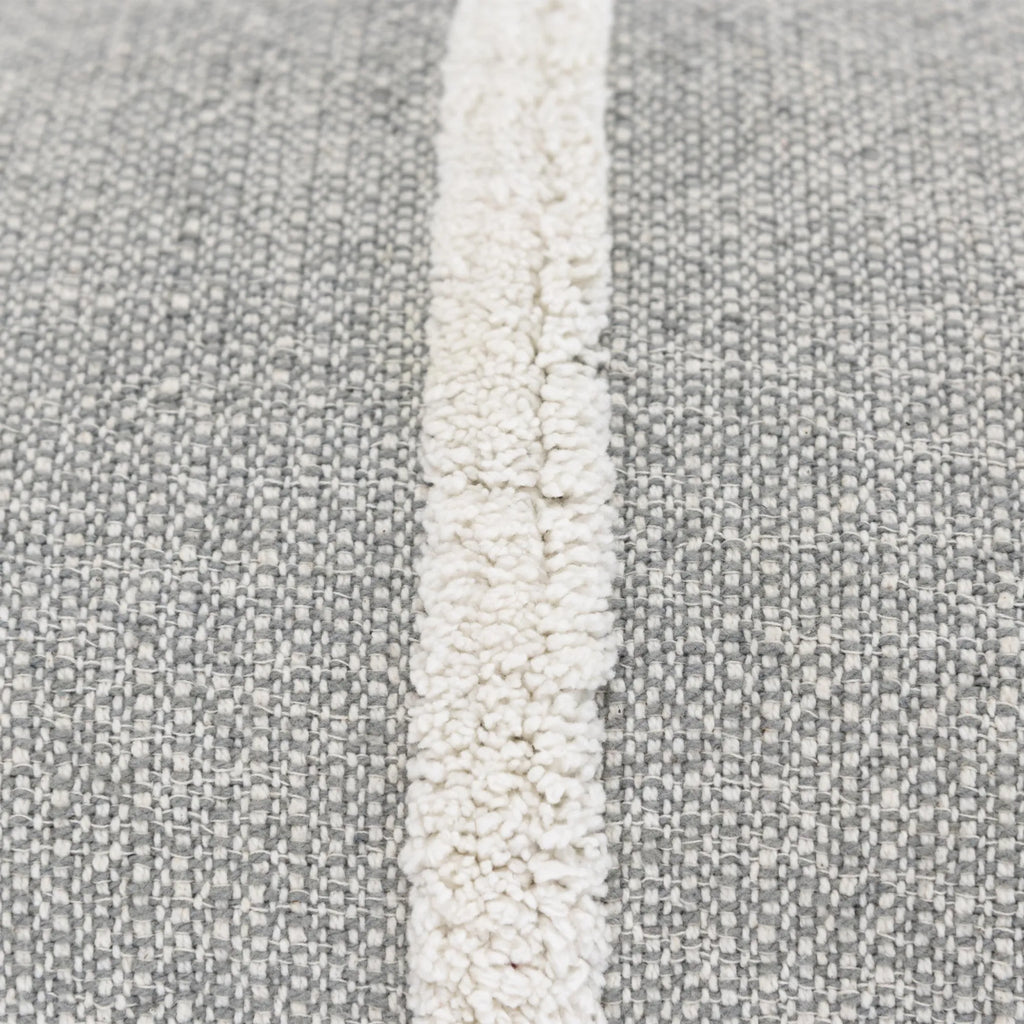 Hand-Woven Gray & Cream Striped Accent Pillow