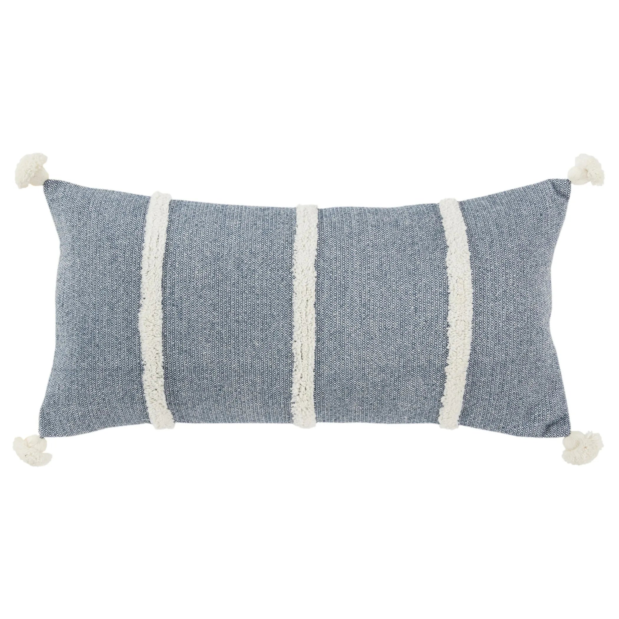 Hand-Woven Indigo & Cream Striped Accent Pillow