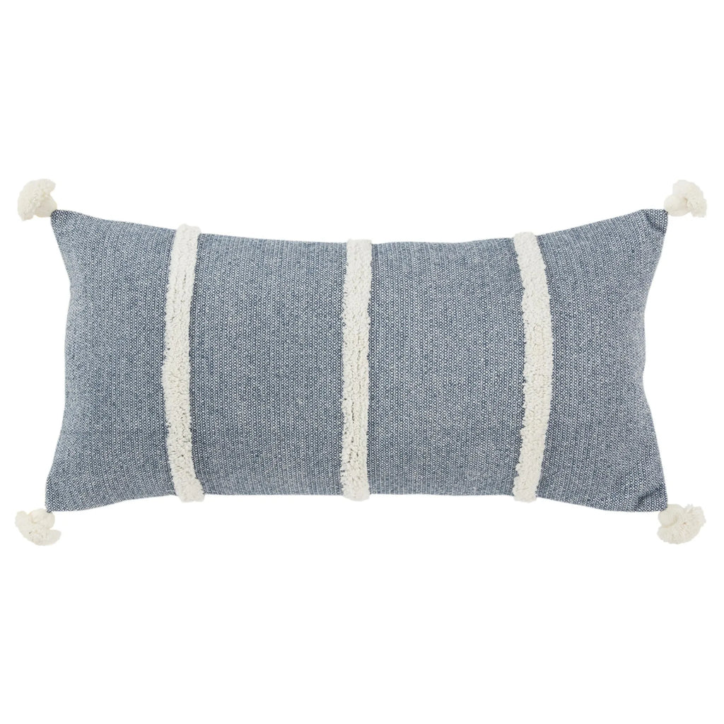 Hand-Woven Indigo & Cream Striped Accent Pillow