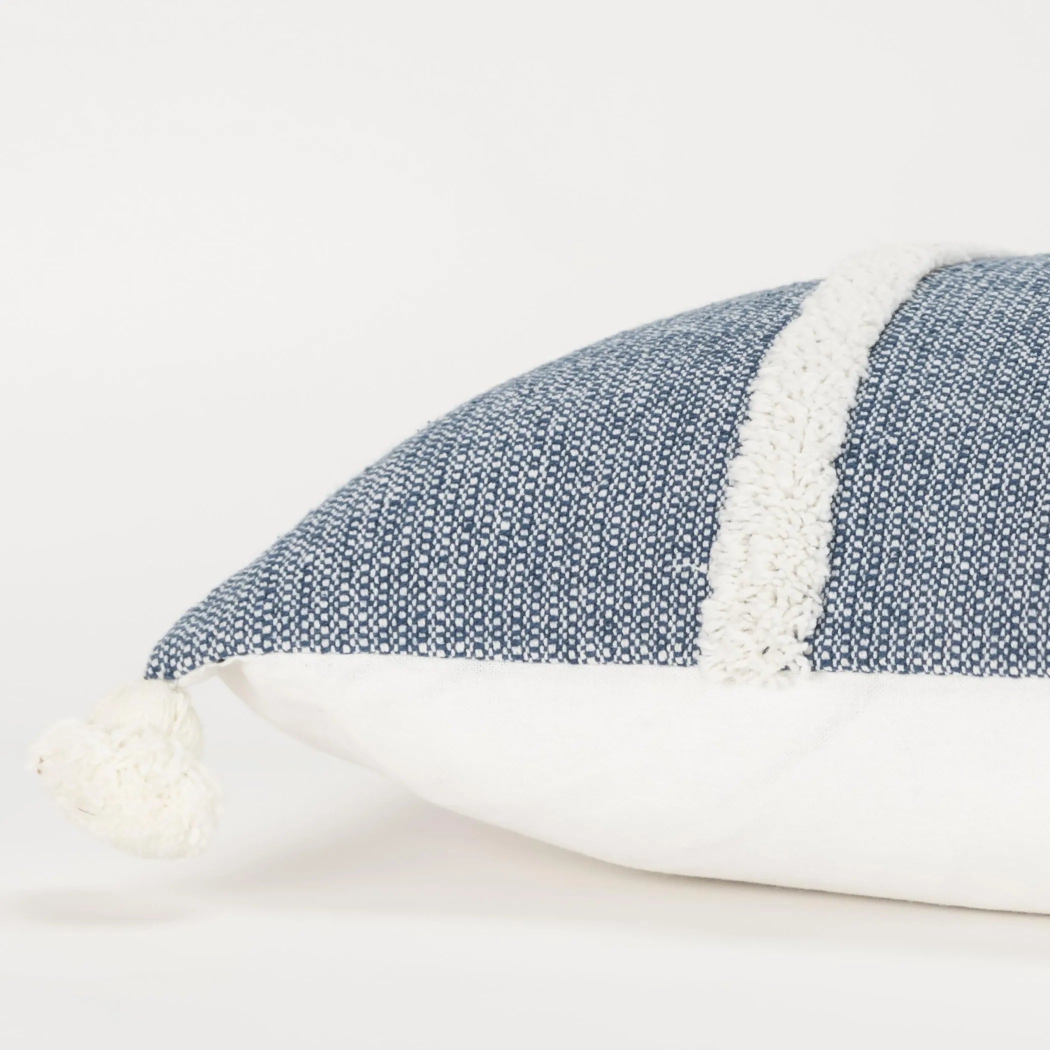 Hand-Woven Indigo & Cream Striped Accent Pillow