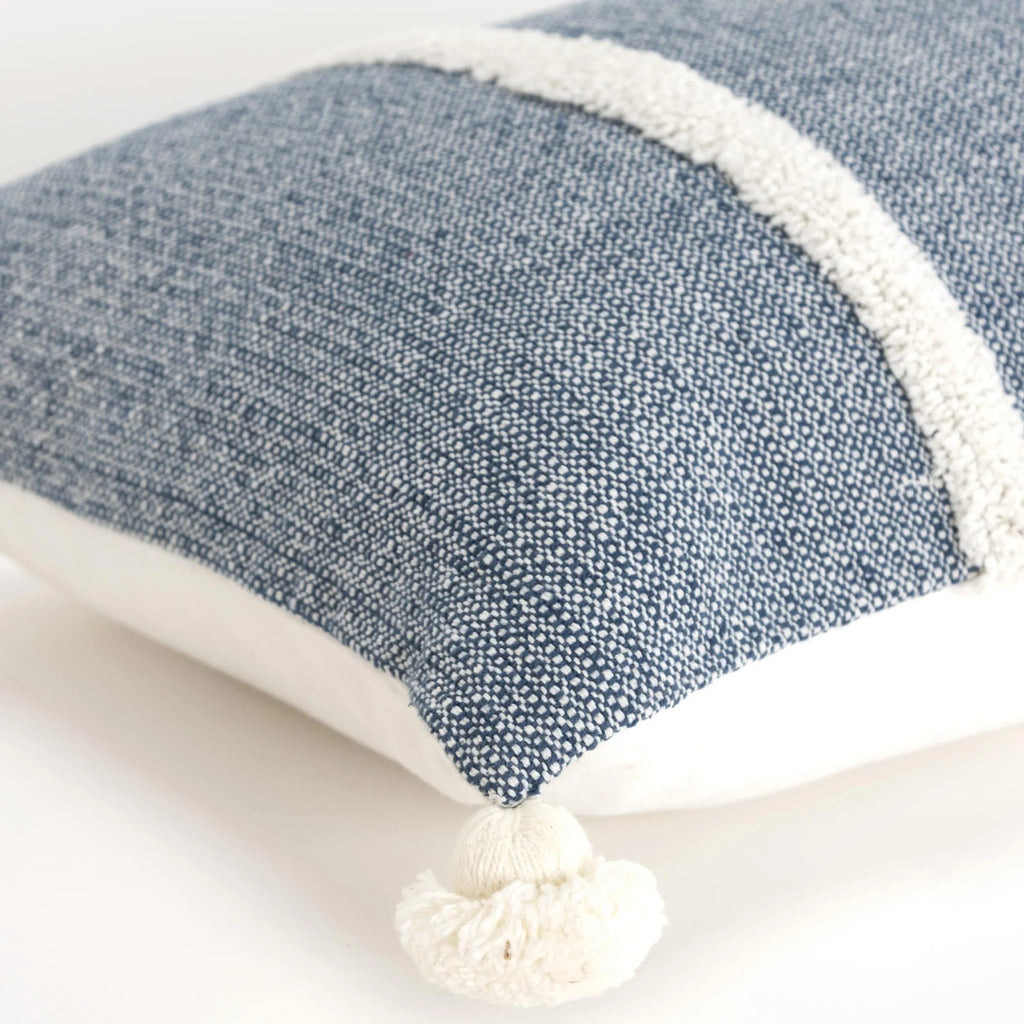Hand-Woven Indigo & Cream Striped Accent Pillow