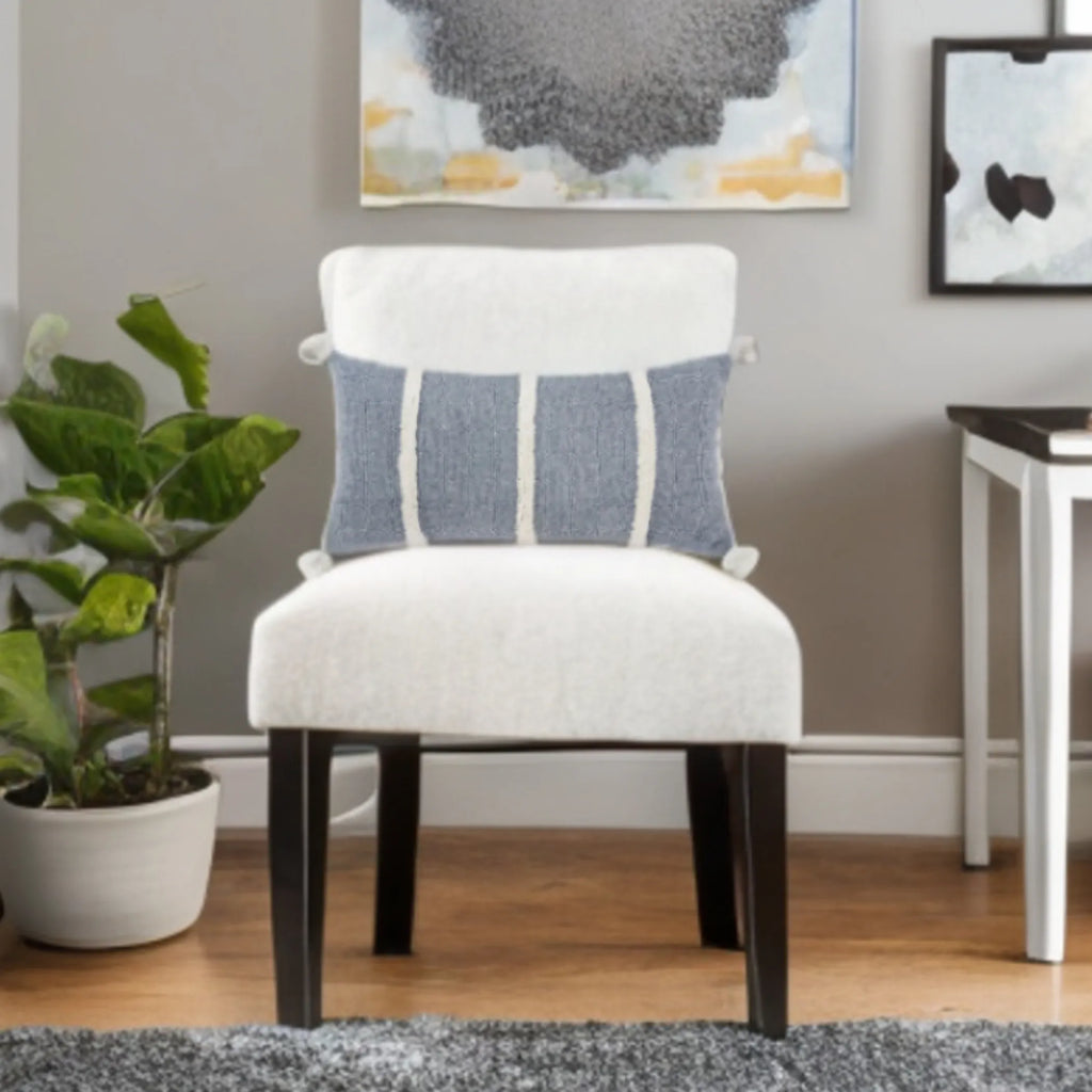 Hand-Woven Indigo & Cream Striped Accent Pillow