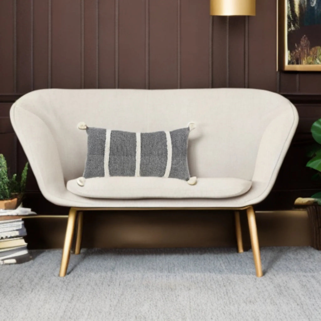 Hand-Woven Black & Cream Striped Accent Pillow