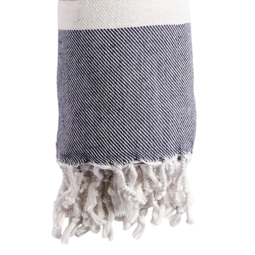 Blue & Cream Cotton Weave Throw