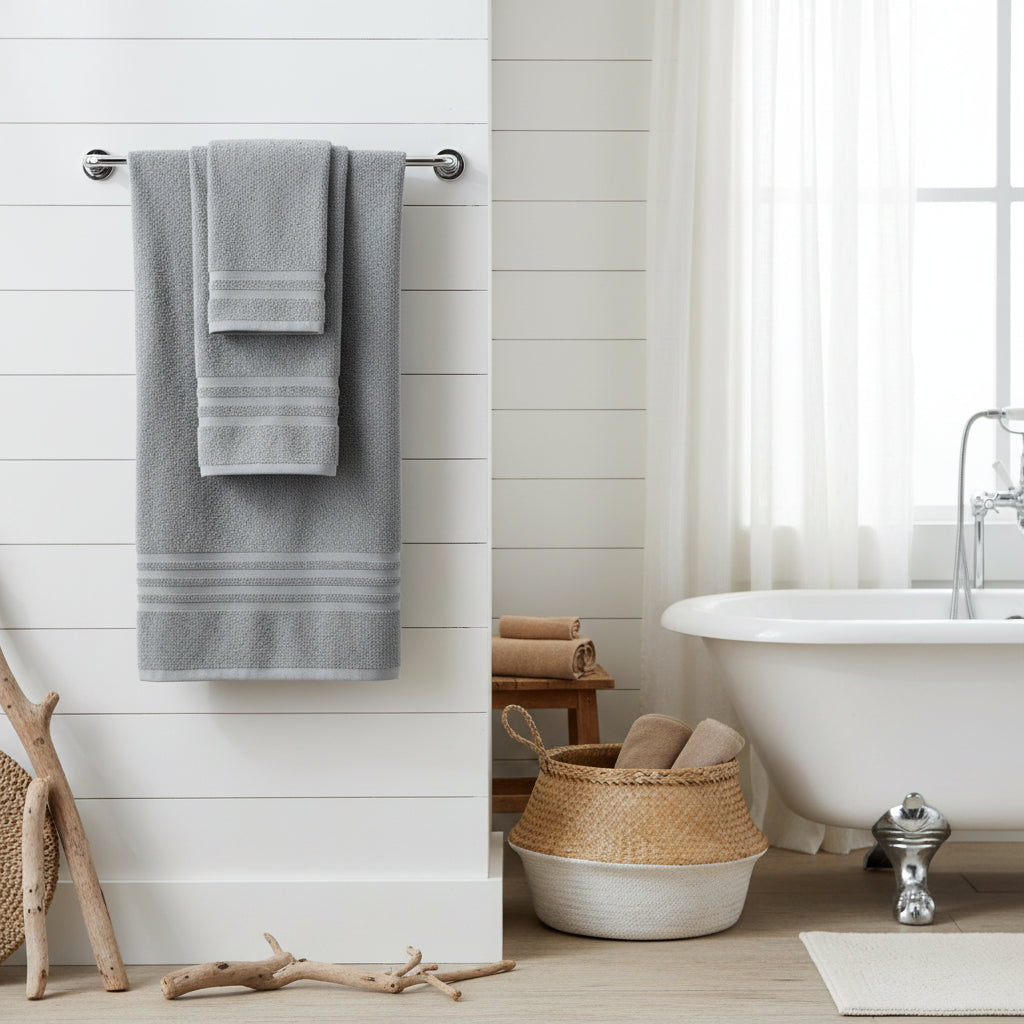 The Wauwinet Luxury 12-Piece Bath Set – Premium Long-Staple Cotton, Soft Grey