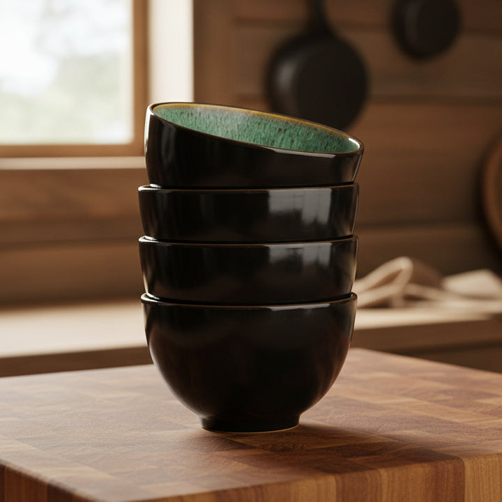 Peacock Deep Ceramic Bowl | Set Of 4