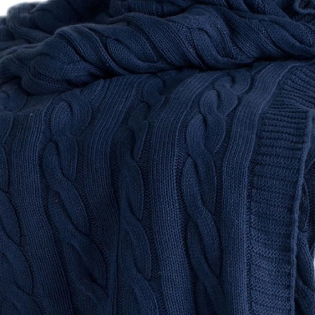 Classic Cotton Knit Blanket | Navy