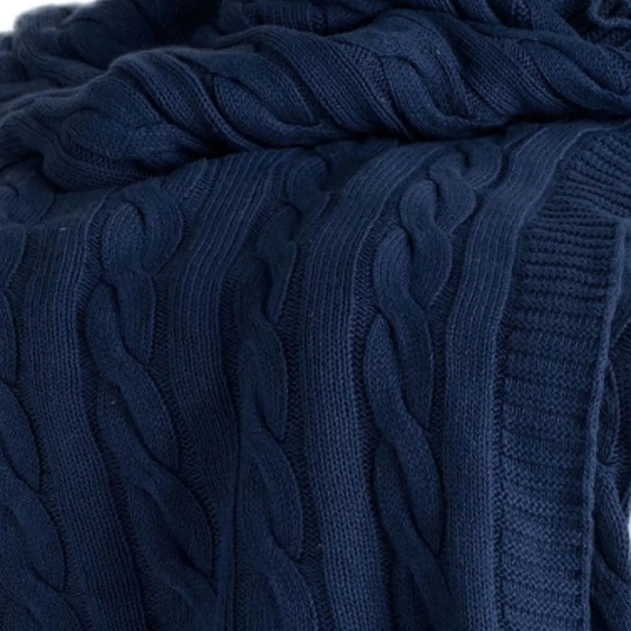 Classic Cotton Knit Blanket | Navy
