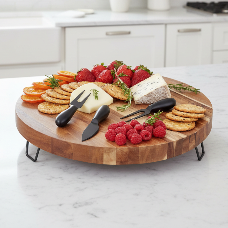 Deep Grained Charcuterie Board & Knife Set