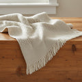 Oyster White Linen & Cotton Woven Throw