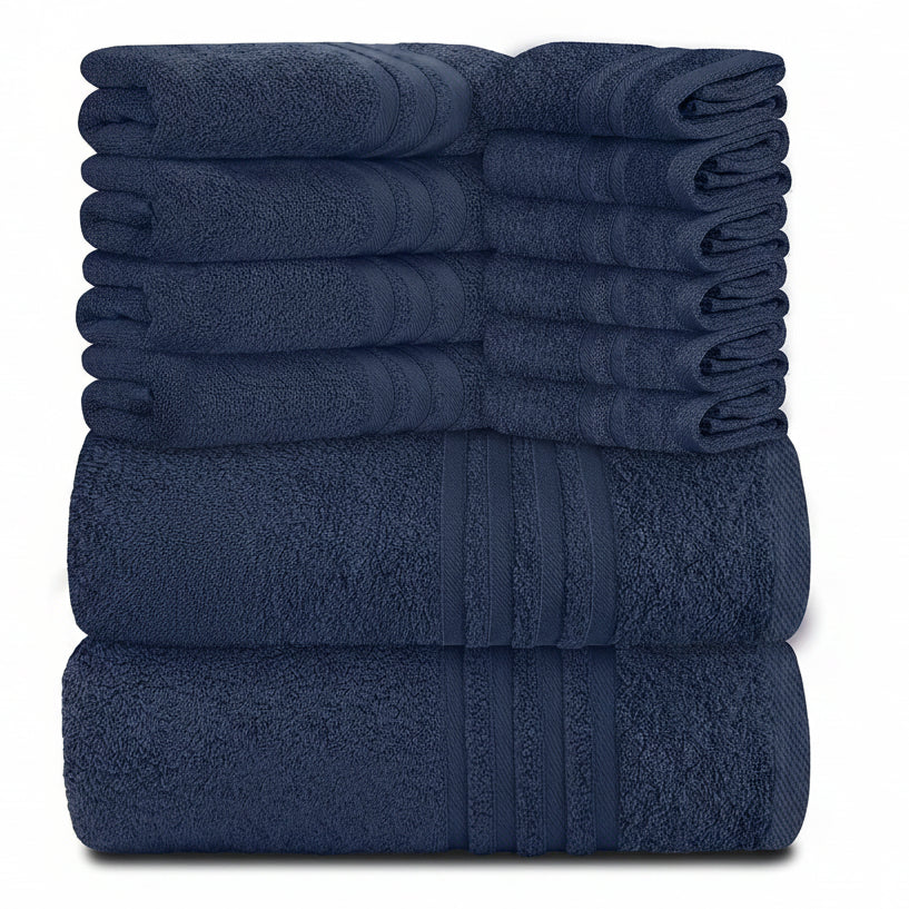 The Wauwinet Luxury 12-Piece Bath Set – Premium Long-Staple Cotton, Navy Blue