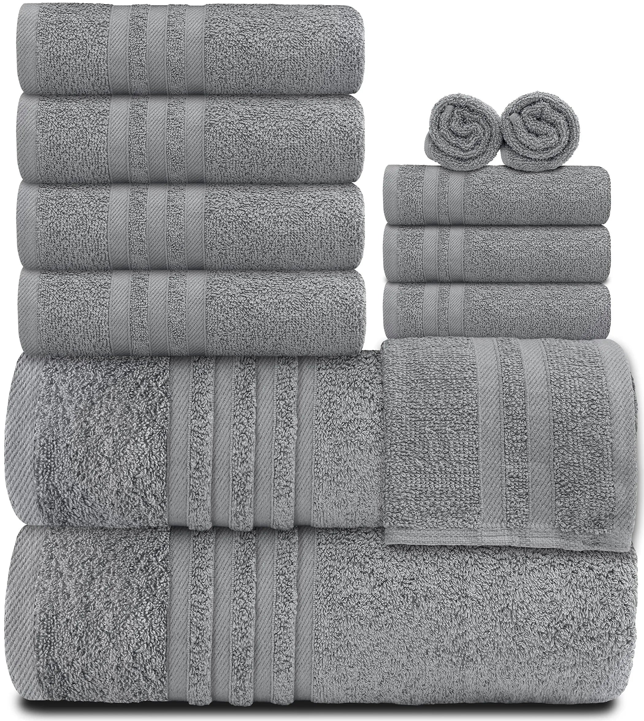 The Wauwinet Luxury 12-Piece Bath Set – Premium Long-Staple Cotton, Soft Grey